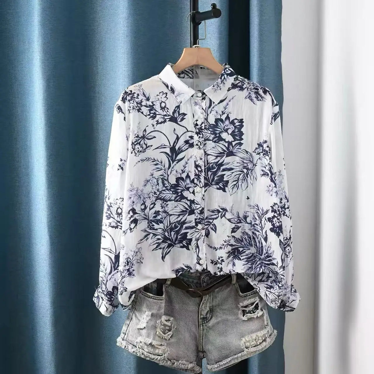 Fall clothes 2026 women Japanese retro cotton linen shirts and blouses 100% ramie long sleeve floral tops linen women's clothing