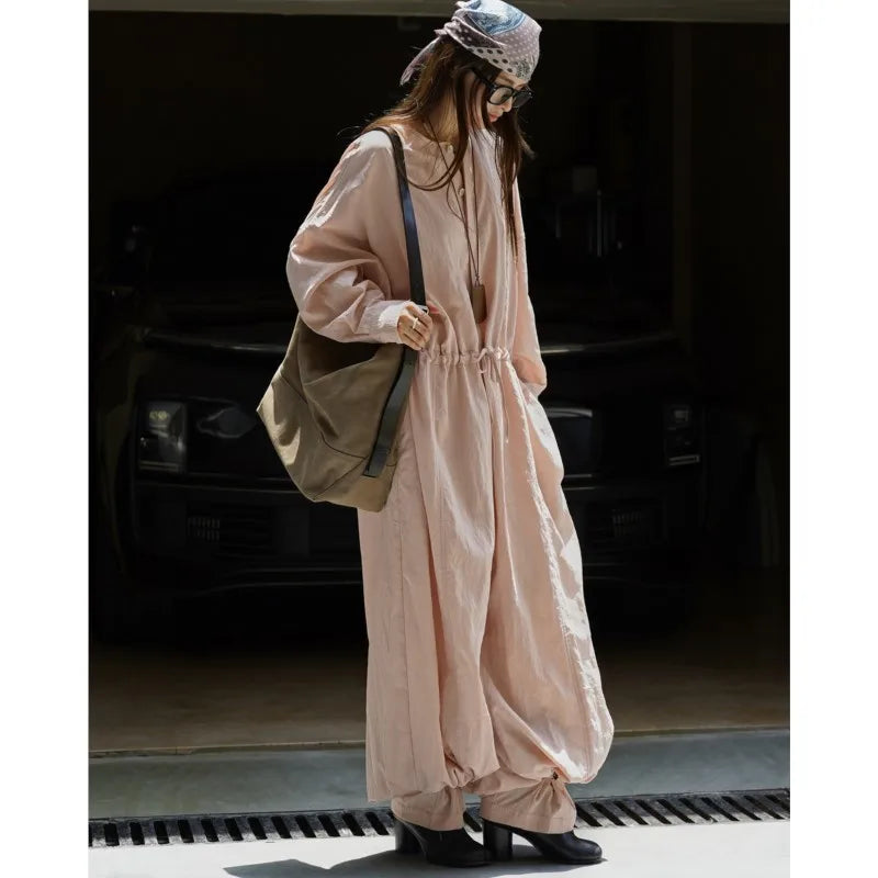 Johnature Fashion Japanese Fall   New Relaxed Waist Wide-leg Casual Loose Jumpsuit Breathable Bodysuits For Women