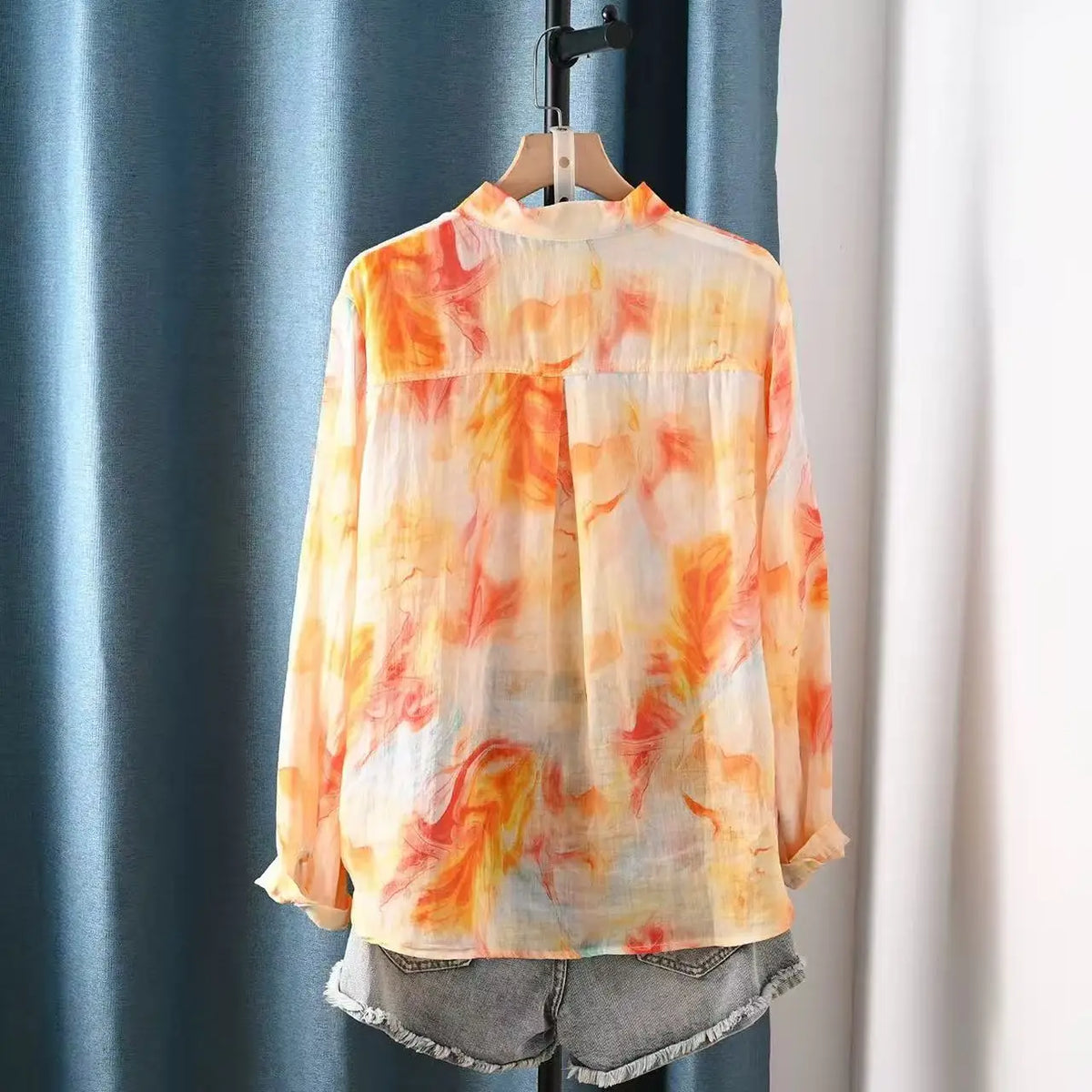 Fall clothes 2026 women Japanese retro cotton linen shirts and blouses 100% ramie long sleeve floral tops linen women's clothing