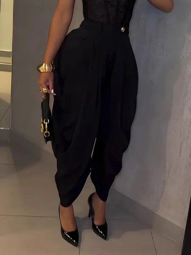 2026 Fall Autumn OL Work Fashion Active Casual Street Solid Color Trouser Women High Waist Jogger Loose Long Harlen Pants