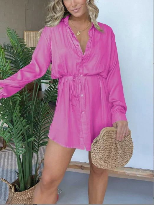 Fall 2025 Fashion Solid Color Long Sleeve Shirt Women's Jumpsuit
