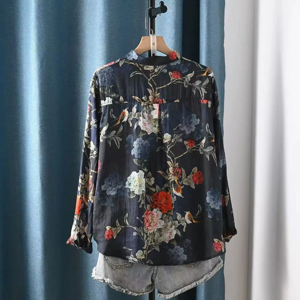 Fall clothes 2026 women Japanese retro cotton linen shirts and blouses 100% ramie long sleeve floral tops linen women's clothing